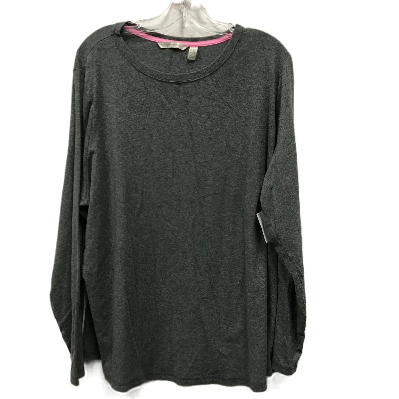 Grey Top Long Sleeve Basic By Isaac Mizrahi Live Qvc, Size: 2x