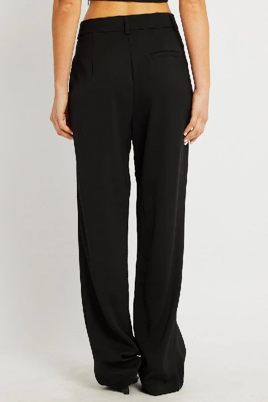 Black Wide Leg Pants Mid Rise