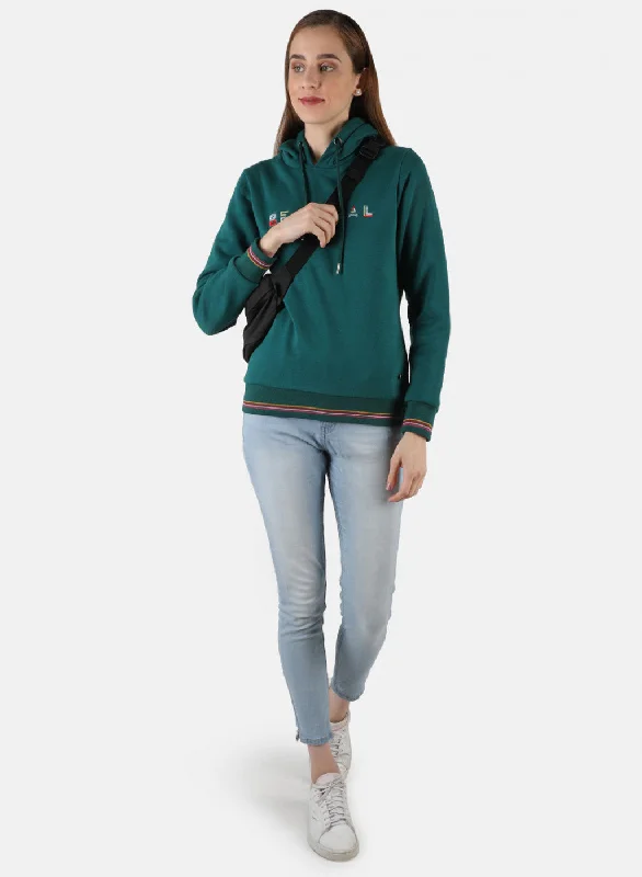 Women Green Embroidered Sweatshirt