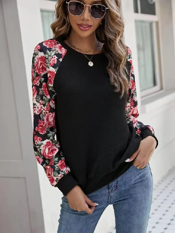 Women's Autumn Print Stitching Fashion Casual Sweatshirt Sweaters