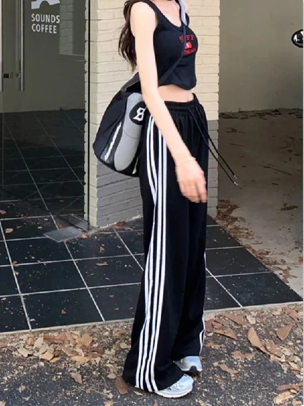 Sports Pants For Women Y2k Fashion Stripe Patchwork Leg Pants