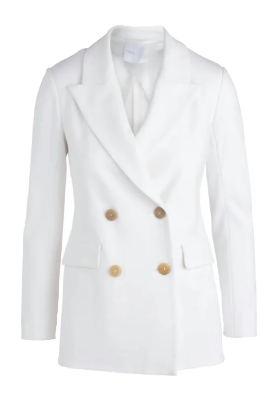 Double Breasted Peak Lapel Jacket In White