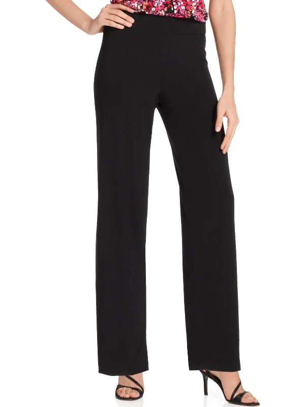 Petites Womens Wide Leg Pull On Palazzo Pants