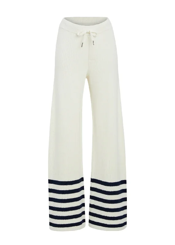 Poe Knit Pant | White/Navy