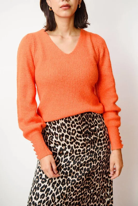 Protia V-Neck Sweater In Orange