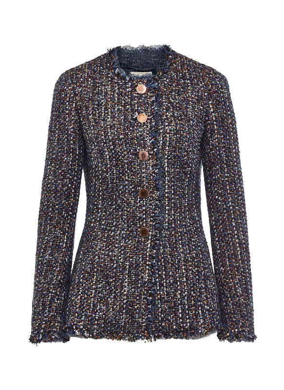 Sequin Detail Jacket In Blue