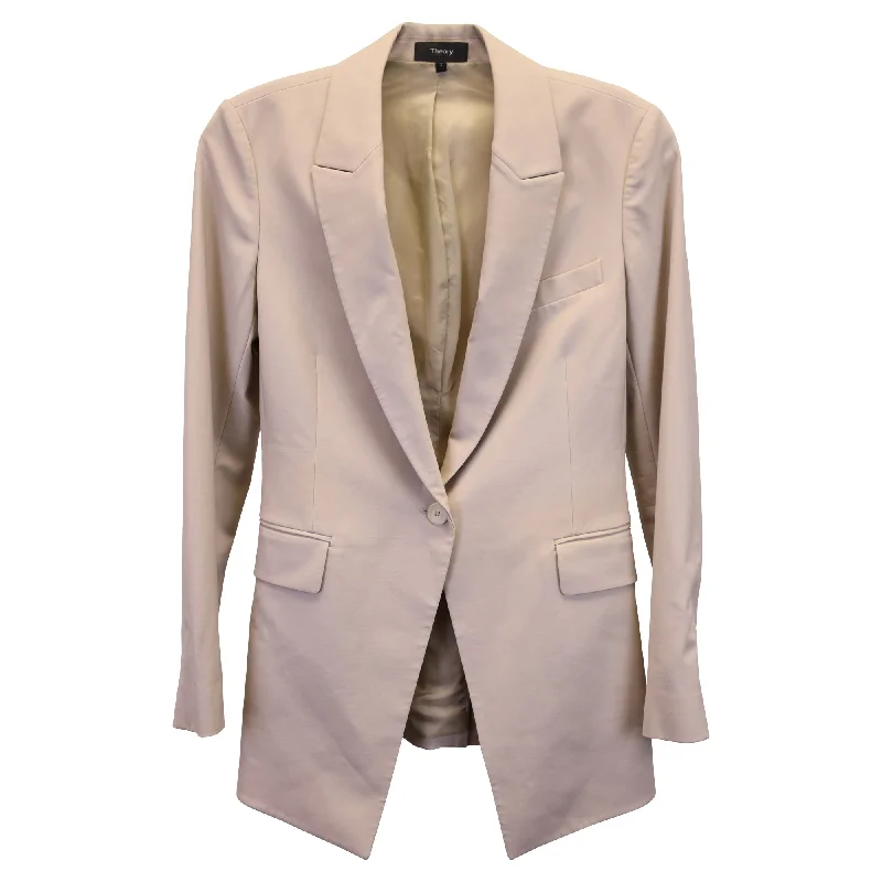 Theory Etiennette Blazer in Beige Wool