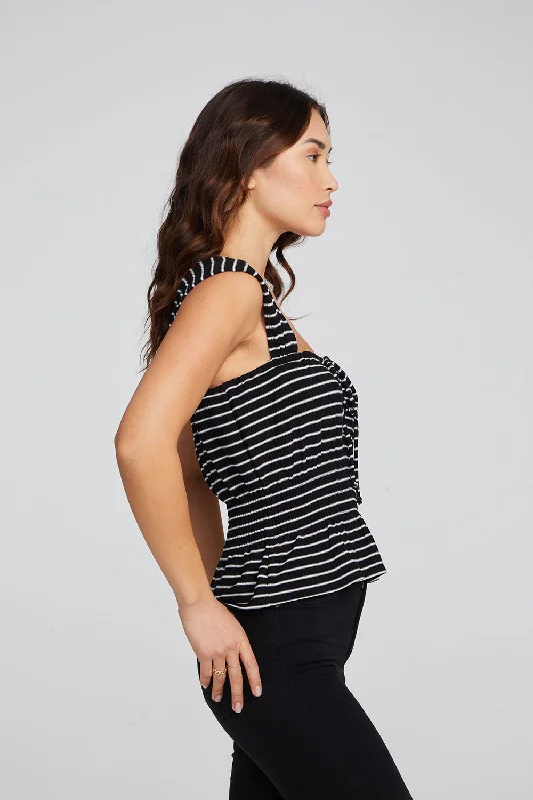 Bayshore Tank Top - Black and White Stripe