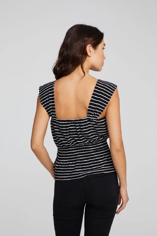 Bayshore Tank Top - Black and White Stripe