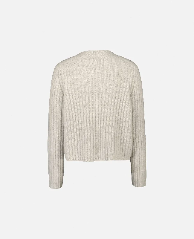 V-Pullover aus Cashmere-Mischung in Weiß