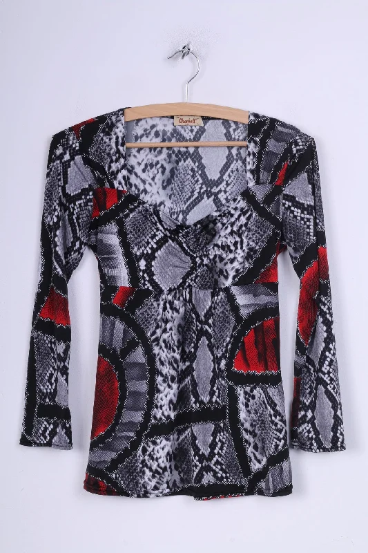 Charbell Paris Womens M Blouse Snake Print Long Sleeve