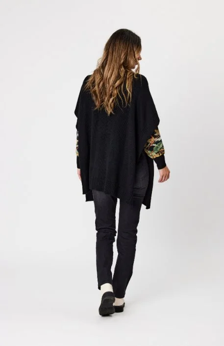 Zip Neck Poncho - Black