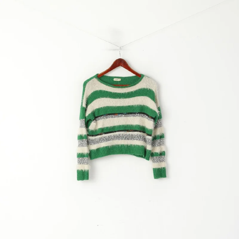 Charbell Paris Women S Furry Jumper Green Vintage Fluffy Cropped Sweater