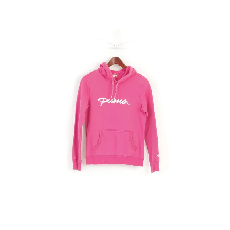 Puma Women S Sweatshirt Pink Cotton Hooded Sportswear Training Sport Top