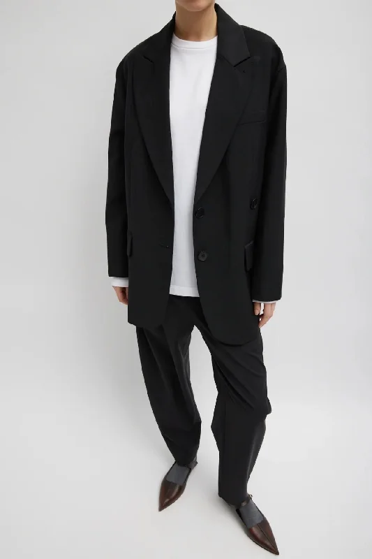 Tibi Tropical Wool Liam Blazer - Black