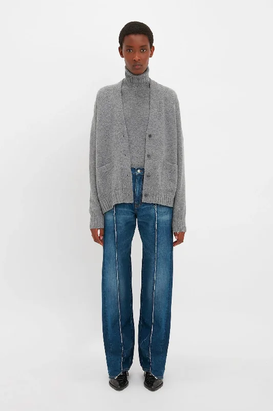 Victoria Beckham Double Layer Cardigan - Grey Melange