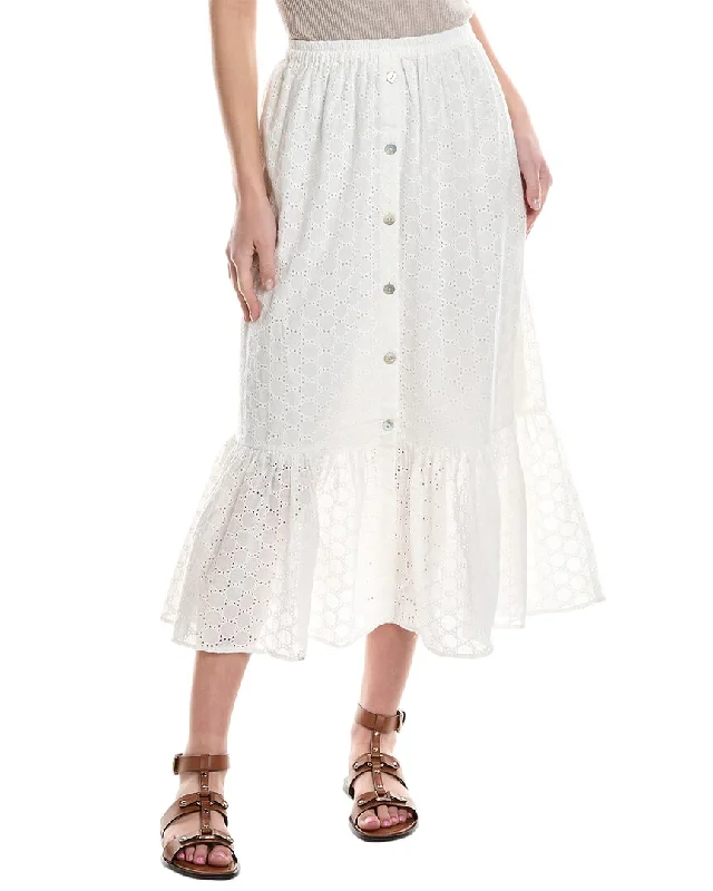 Central Park West Agnes Eyelet Midi Skirt