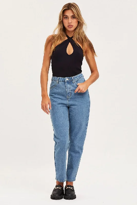 Blue Mom Jeans High Rise