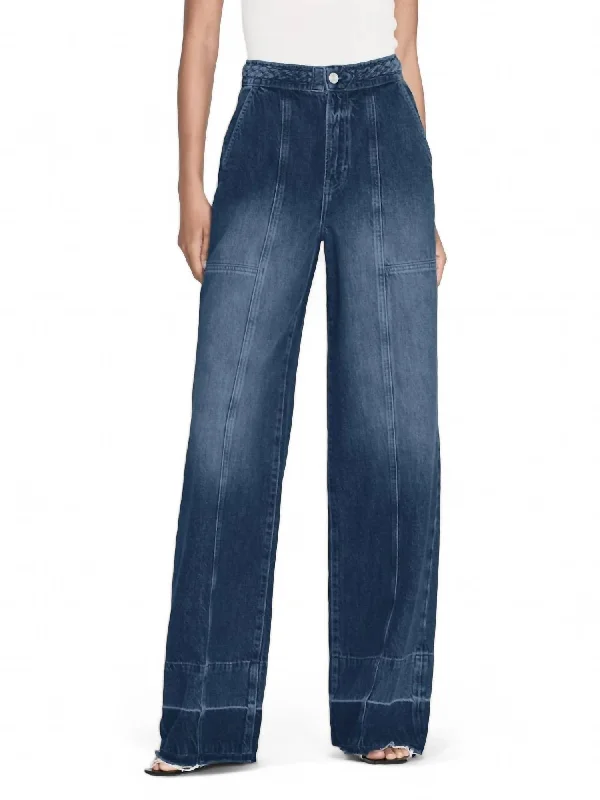 Braided Waistband Wide Leg Jean In Dewdrop