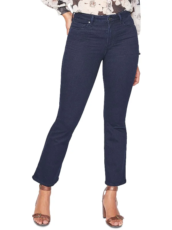 Claudine Womens High Rise Dark Wash Flared Jeans