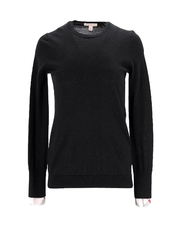 Burberry Crewneck Sweater in Black Wool