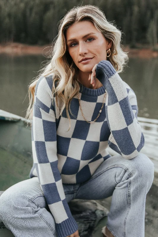 Quincy Checkered Sweater | Blue