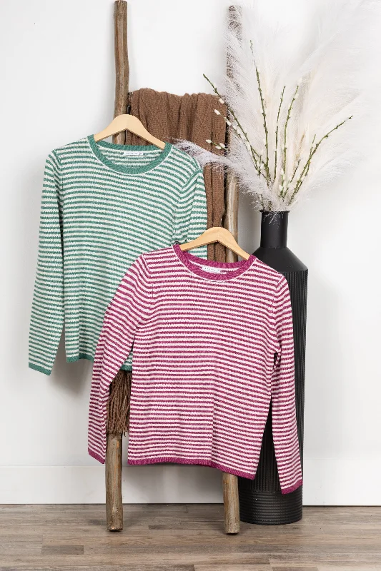 Striped Crewneck Pullover Sweater Knit Top