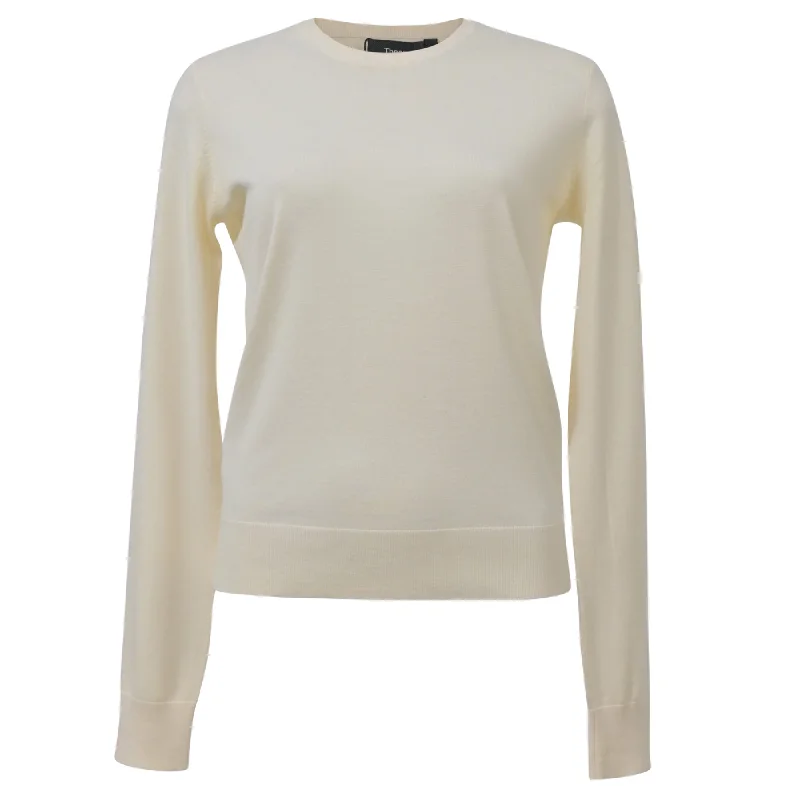 Theory Crewneck Regal Sweater in Ivory Wool