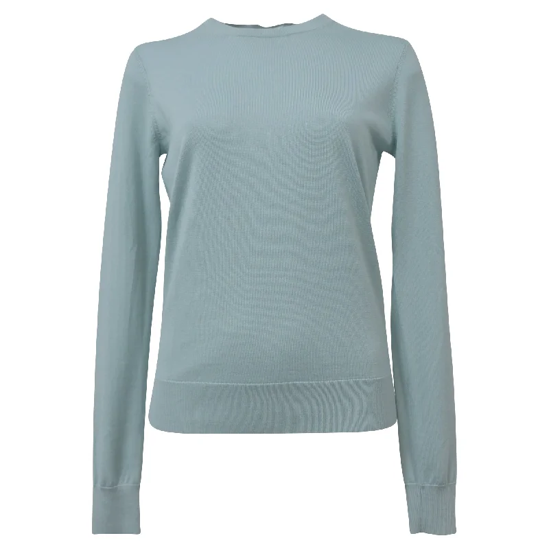 Theory Crewneck Regal Sweater in Light Blue Wool