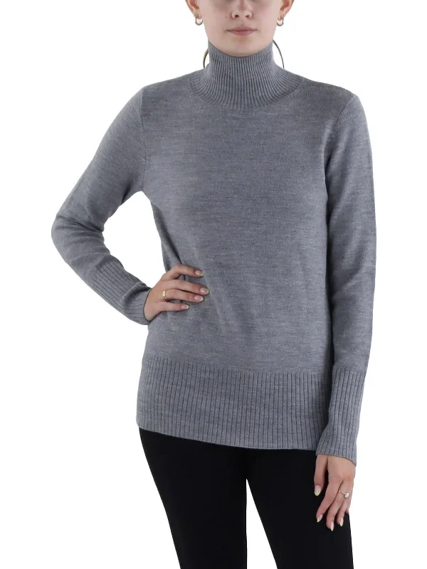 Womens Heathered Long Sleeve Turtleneck Sweater