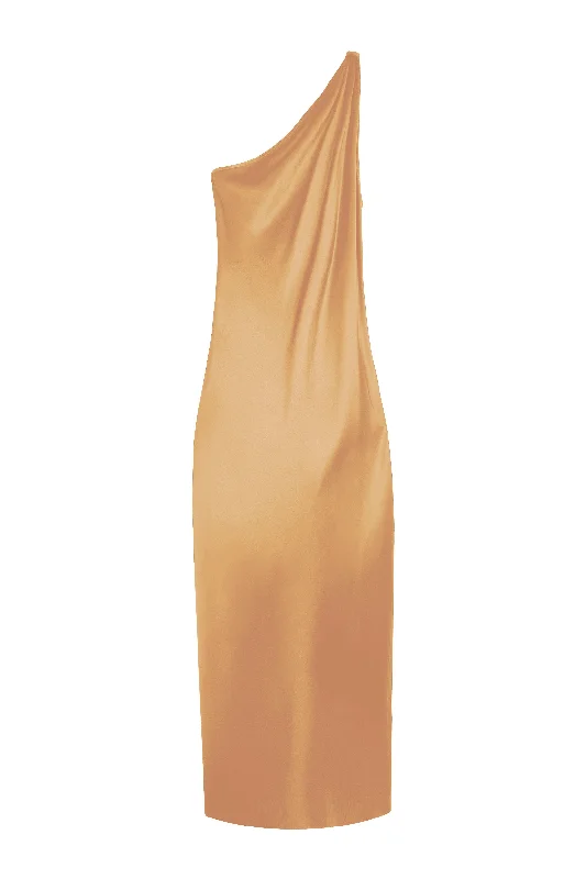 BM Single Shoulder Cone Dress - Nude