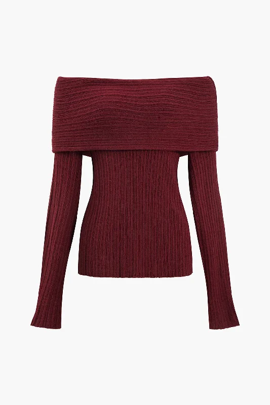 Off Shoulder Sweater Long-Sleeve Top