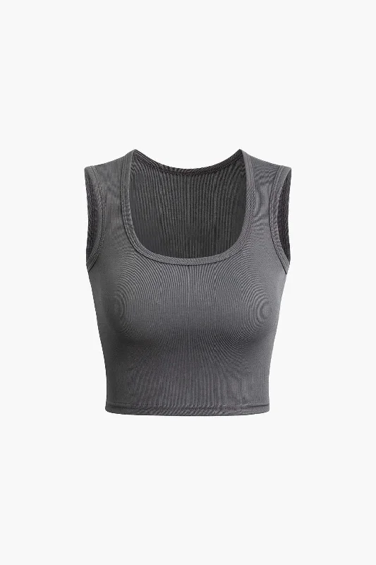 Basic Solid Square Neck Tank Top