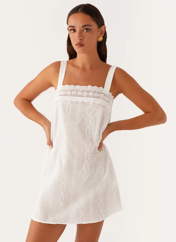 Calla Broderie Mini Dress - White