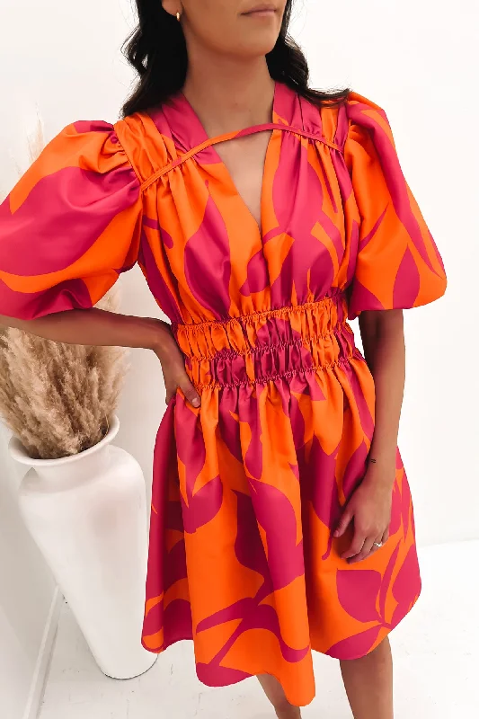 Jackie Midi Dress Orange Pink