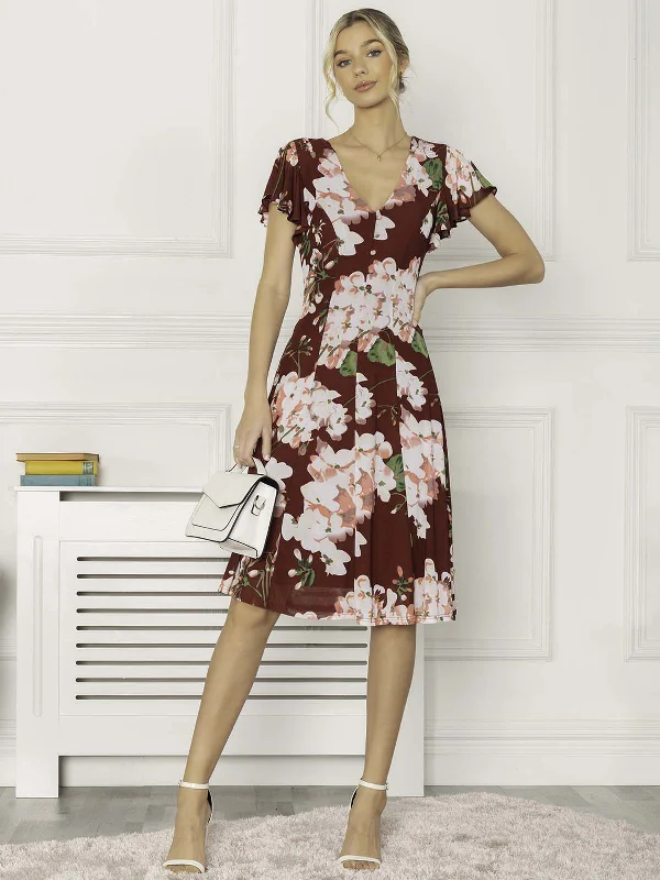 Jolie Moi Grace Mesh Midi Dress, Floral Multi