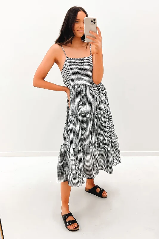 Mattie Midi Dress Black Check