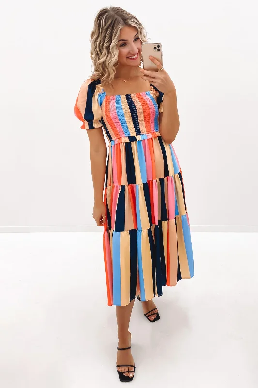 Spencer Midi Dress Licorice Stripe