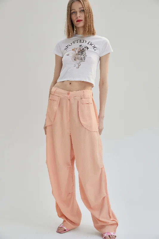 Inside Out Draped Cargo Pants, Salmon Pink