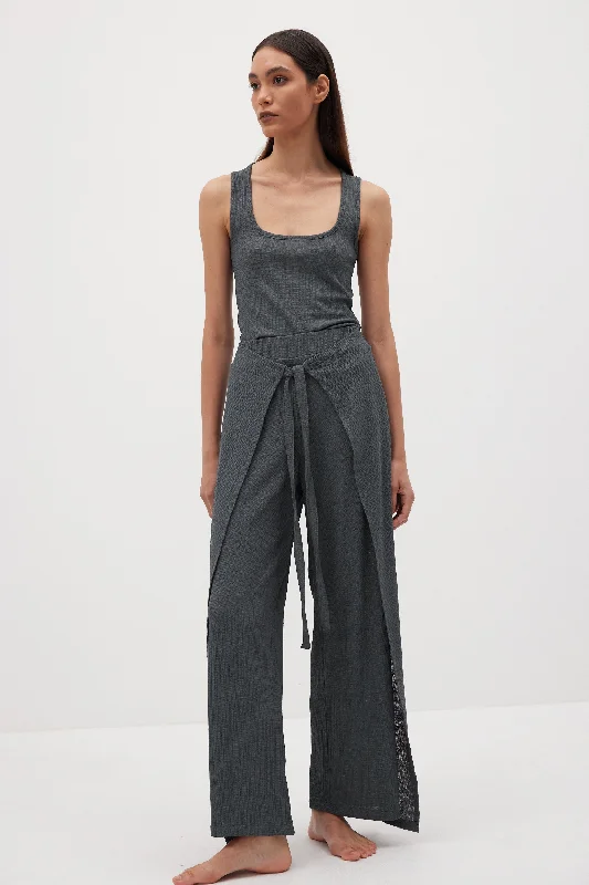 Overlap Wrap Front Wide Pants, Anchor