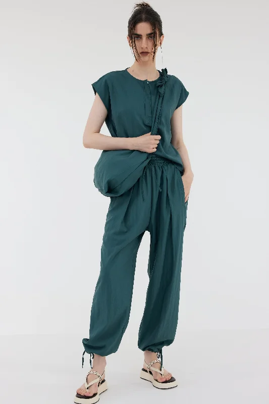 Relaxed Nylon Lounge Pants, Peacock