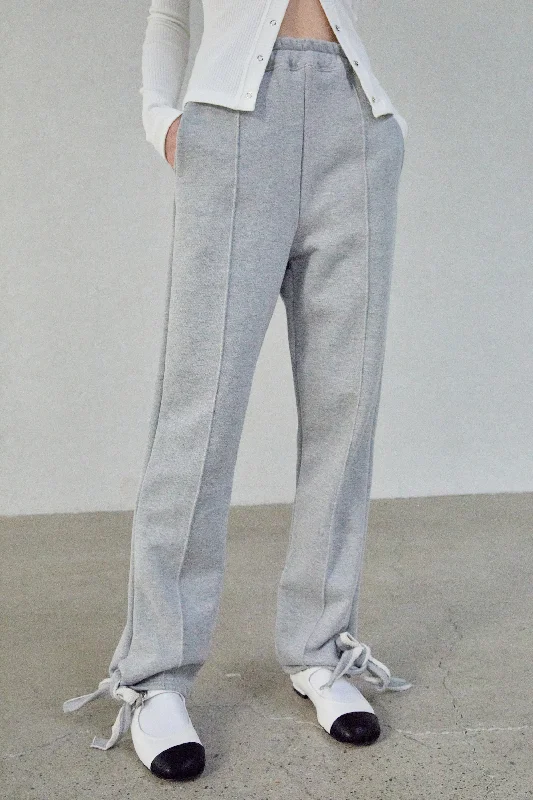 Ankle Tie Jogger Waist Pants, Grey