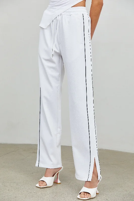 Contrast Lined Tracksuit Pants, Porcelain