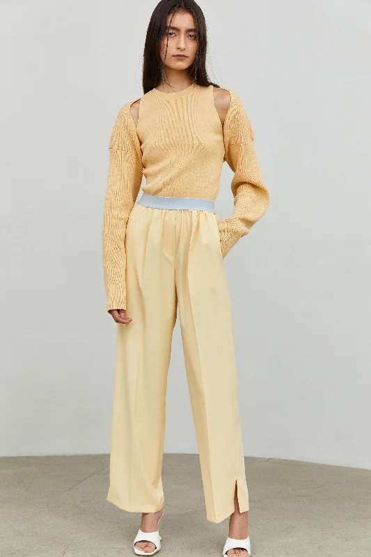 Contrast Waistband Pants, Buttermilk