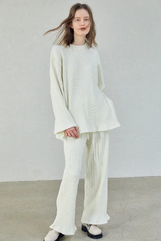 Flared Pleat Pants, Eggnog