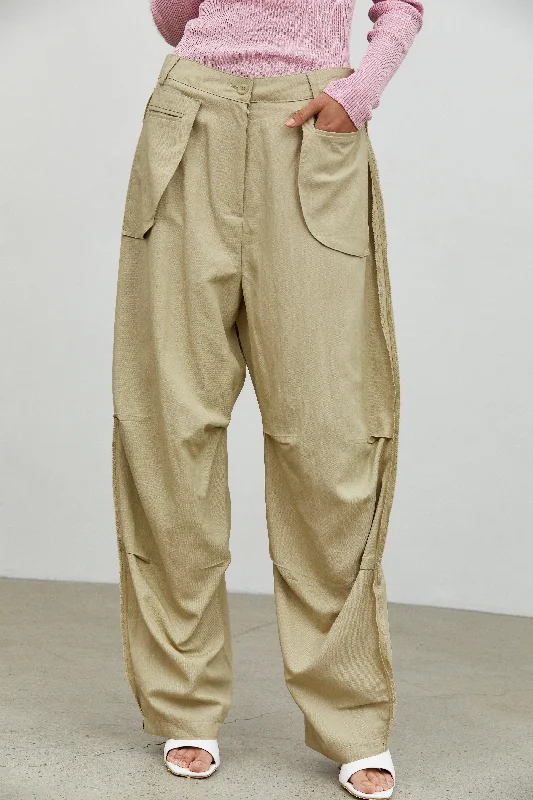 Inside Out Draped Cargo Pants, Beige