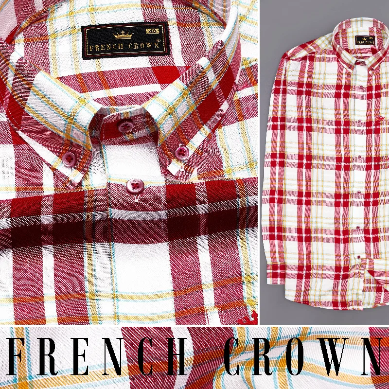 Devil Red with Off-White Twill Plaid Premium Cotton Shirt