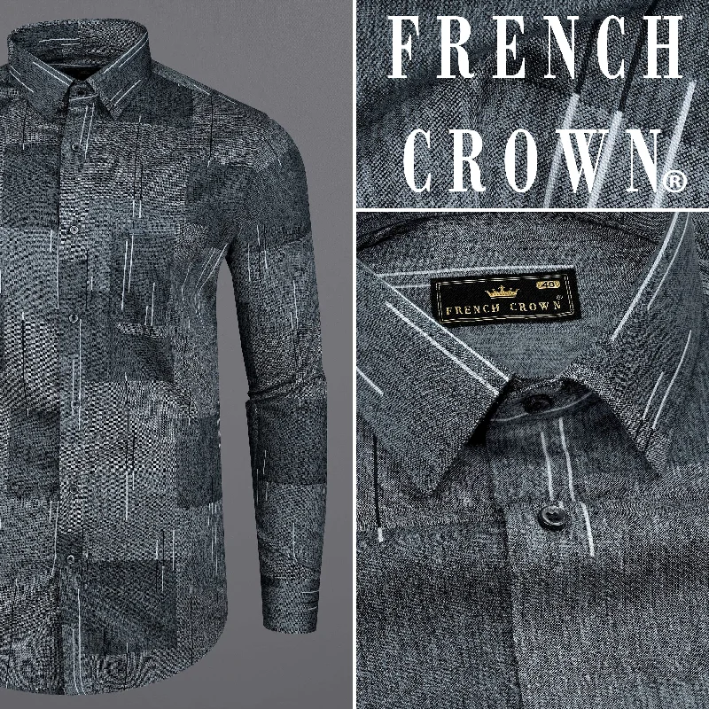 Gunmetal and Iridium Gray Box Printed Super Soft Premium Cotton Shirt