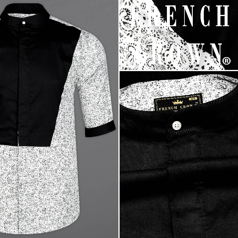 Jade Black and White with Paisley Printed Super Soft Premium Cotton Designer Shirt