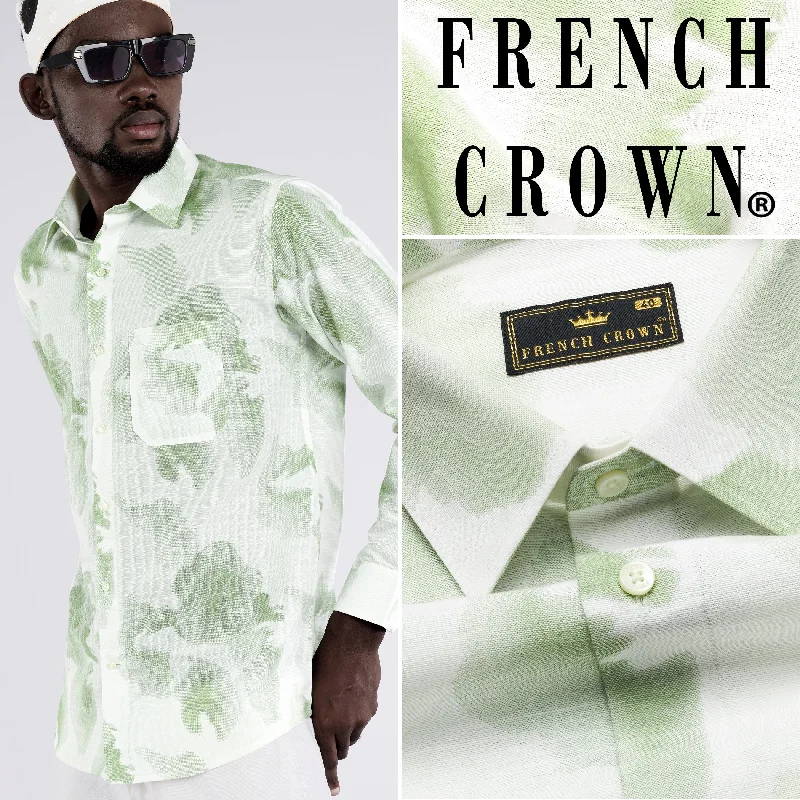 Sage Green and White Luxurious Linen Shirt